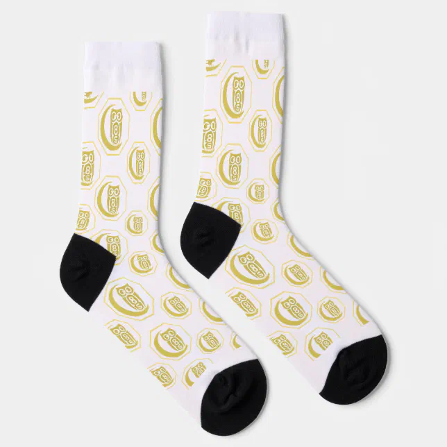 Crew Socks White Gold Crest